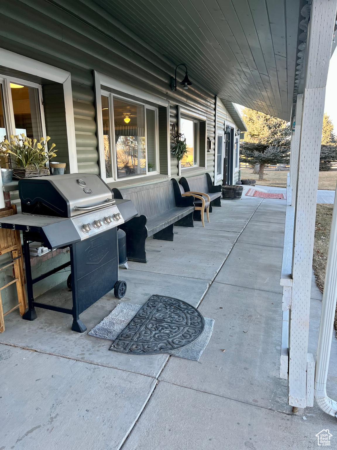View of patio featuring area for grilling