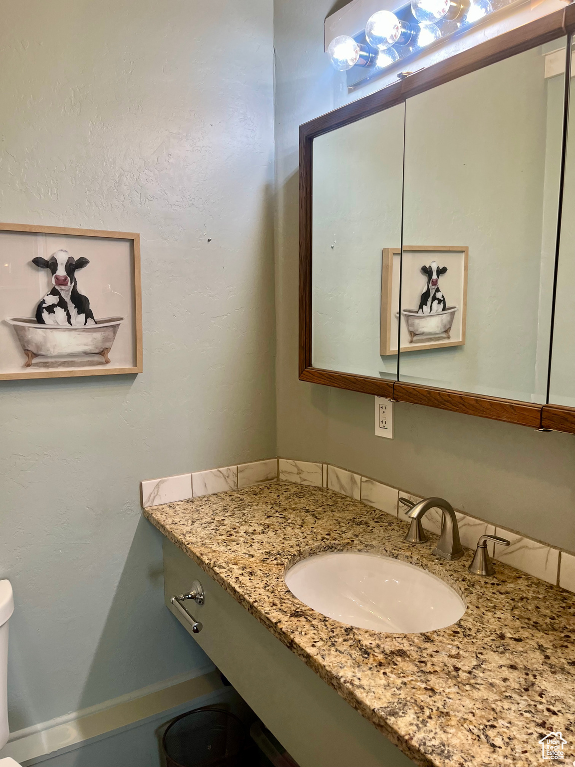Bathroom featuring vanity and toilet