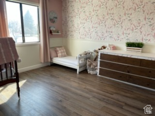 Bedroom featuring dark wood-type flooring