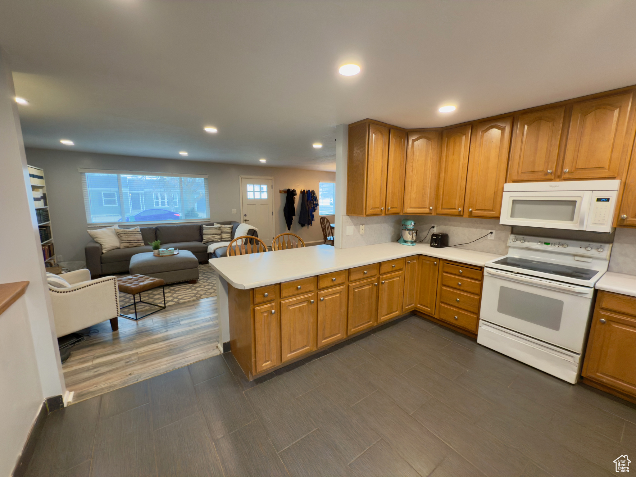 Open kitchen area and living room