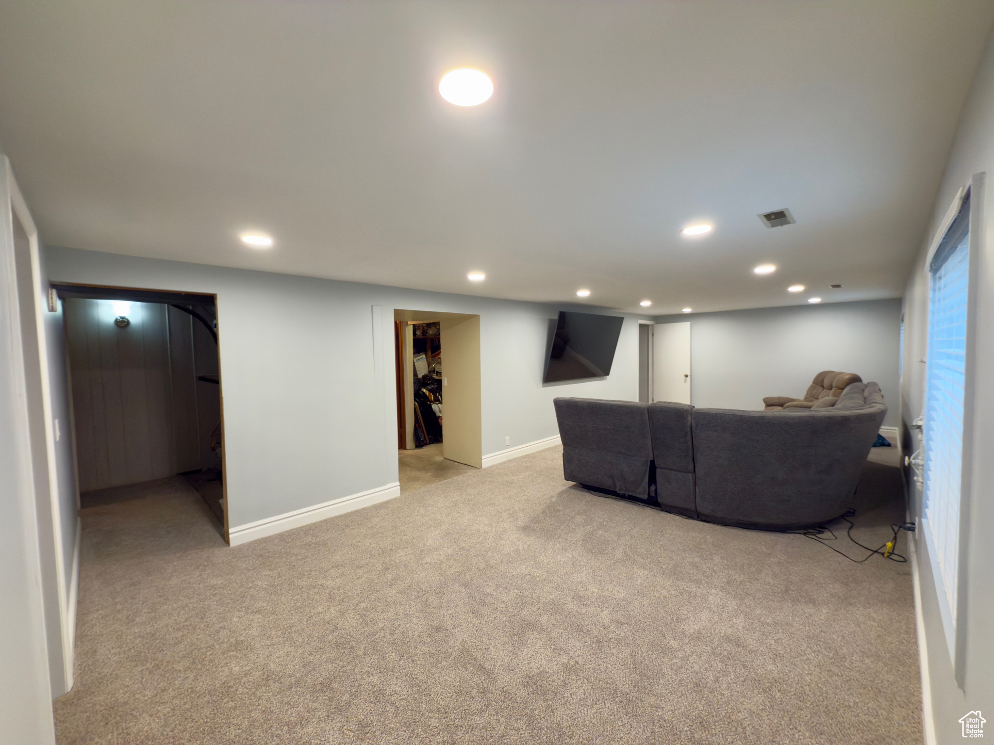 Basement family room, storage room & mechanical room