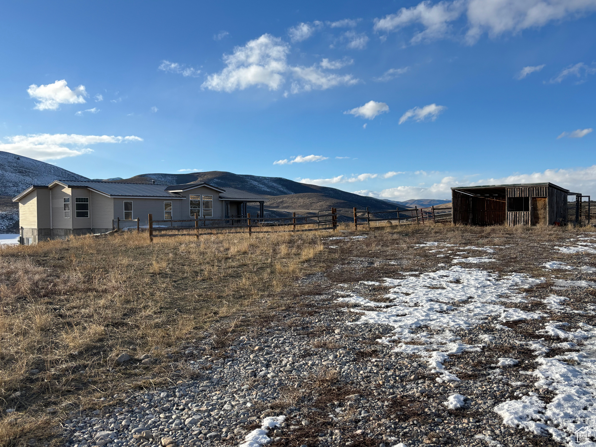 View of yard with a mountain view