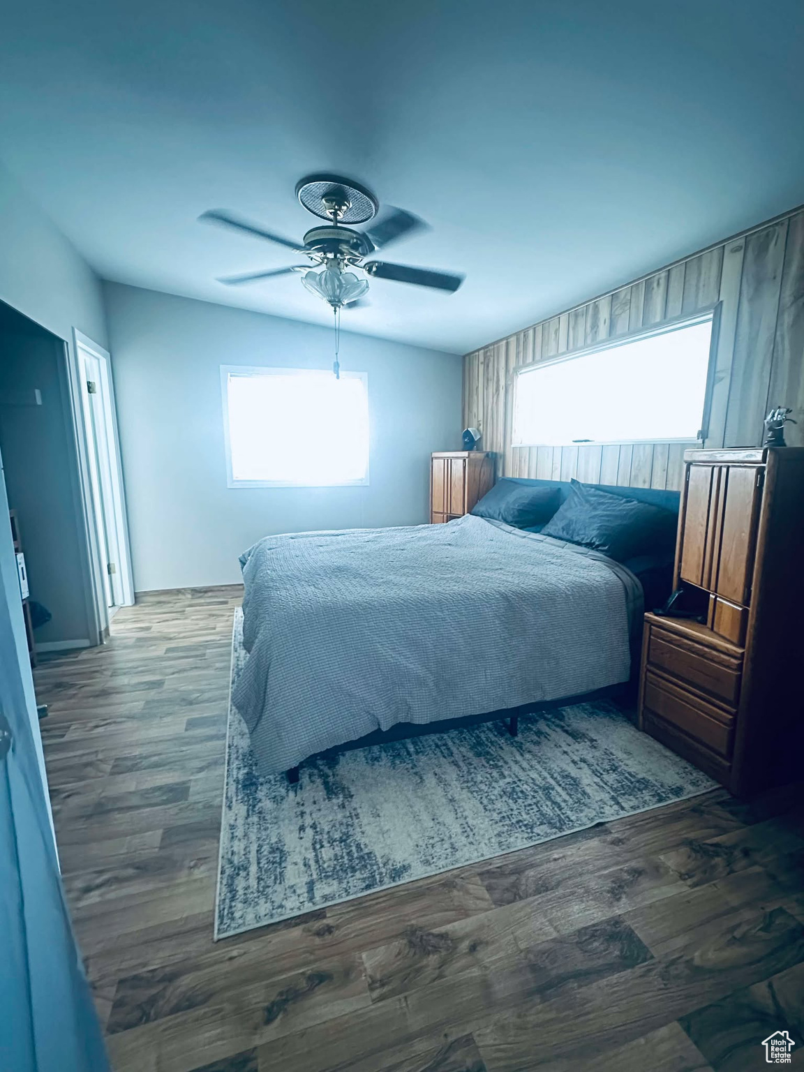 Master Bedroom featuring ceiling fan and dark hardwood / wood-style flooring