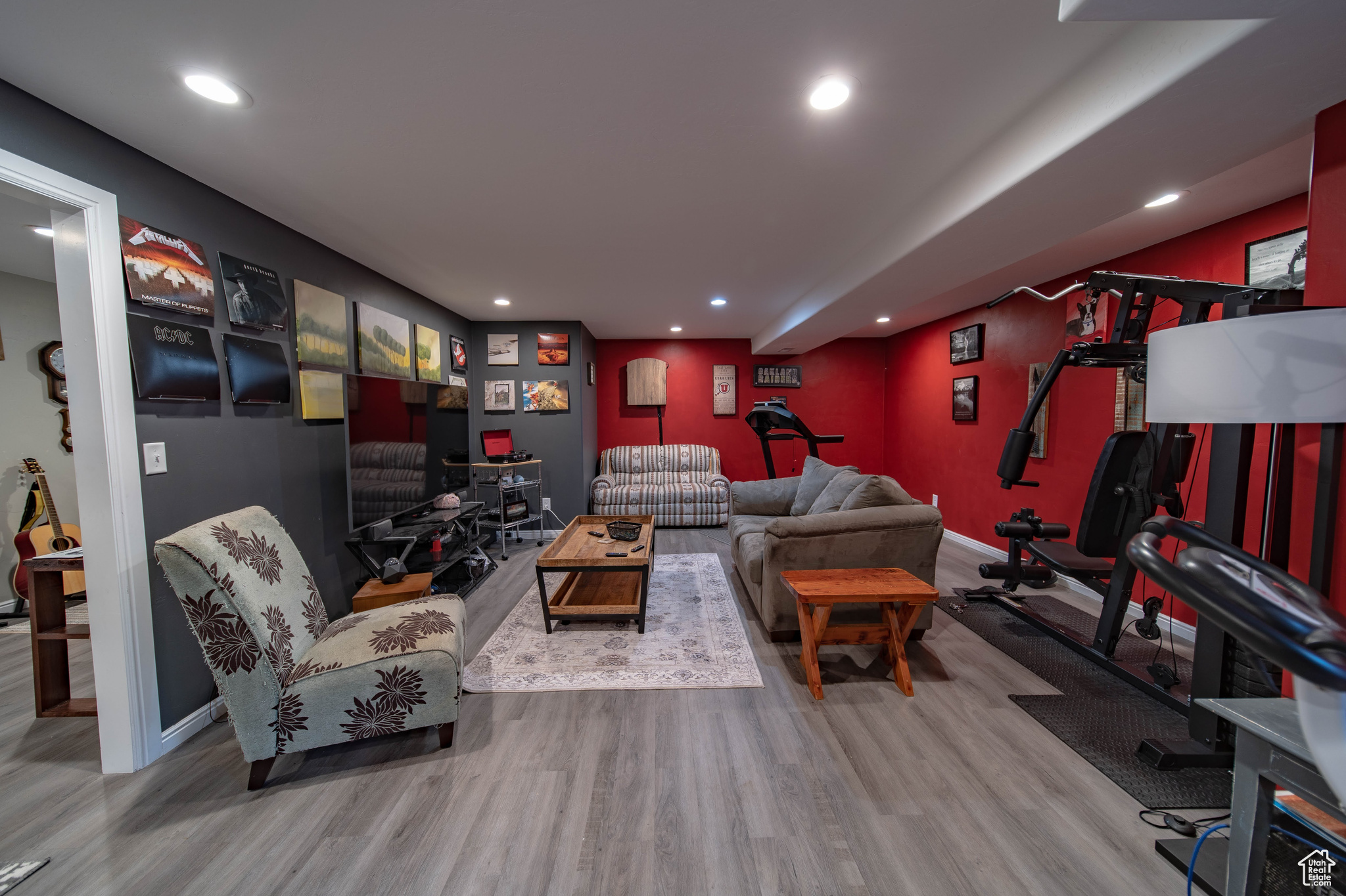Living room featuring light hardwood / wood-style flooring