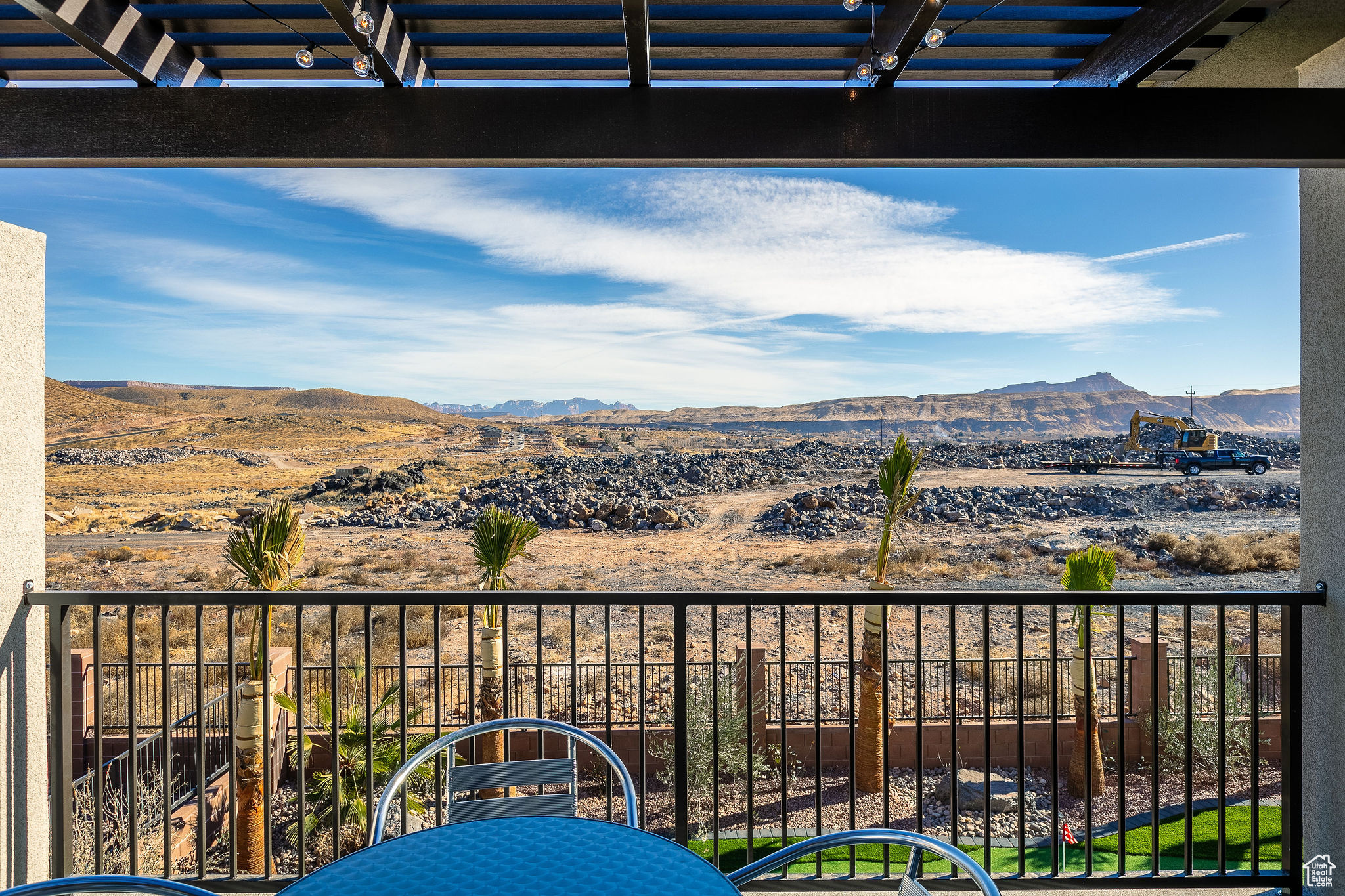 Balcony with a mountain view