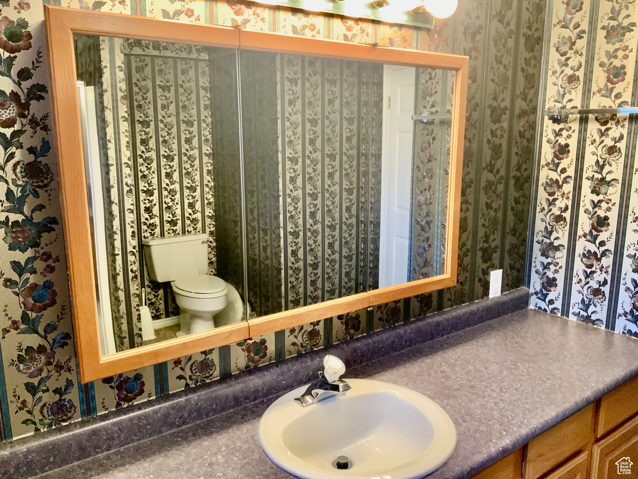 Bathroom with vanity and toilet