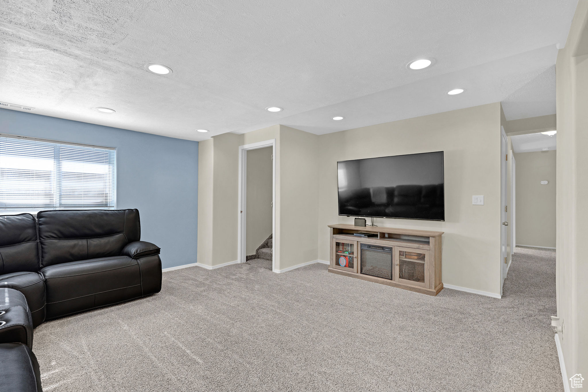Family room in basement