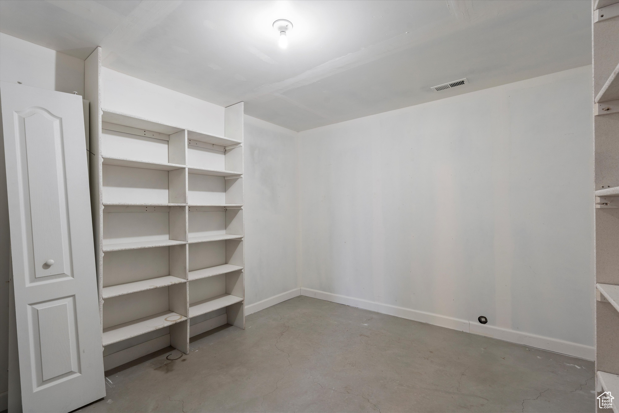 Interior space with shelving for storage