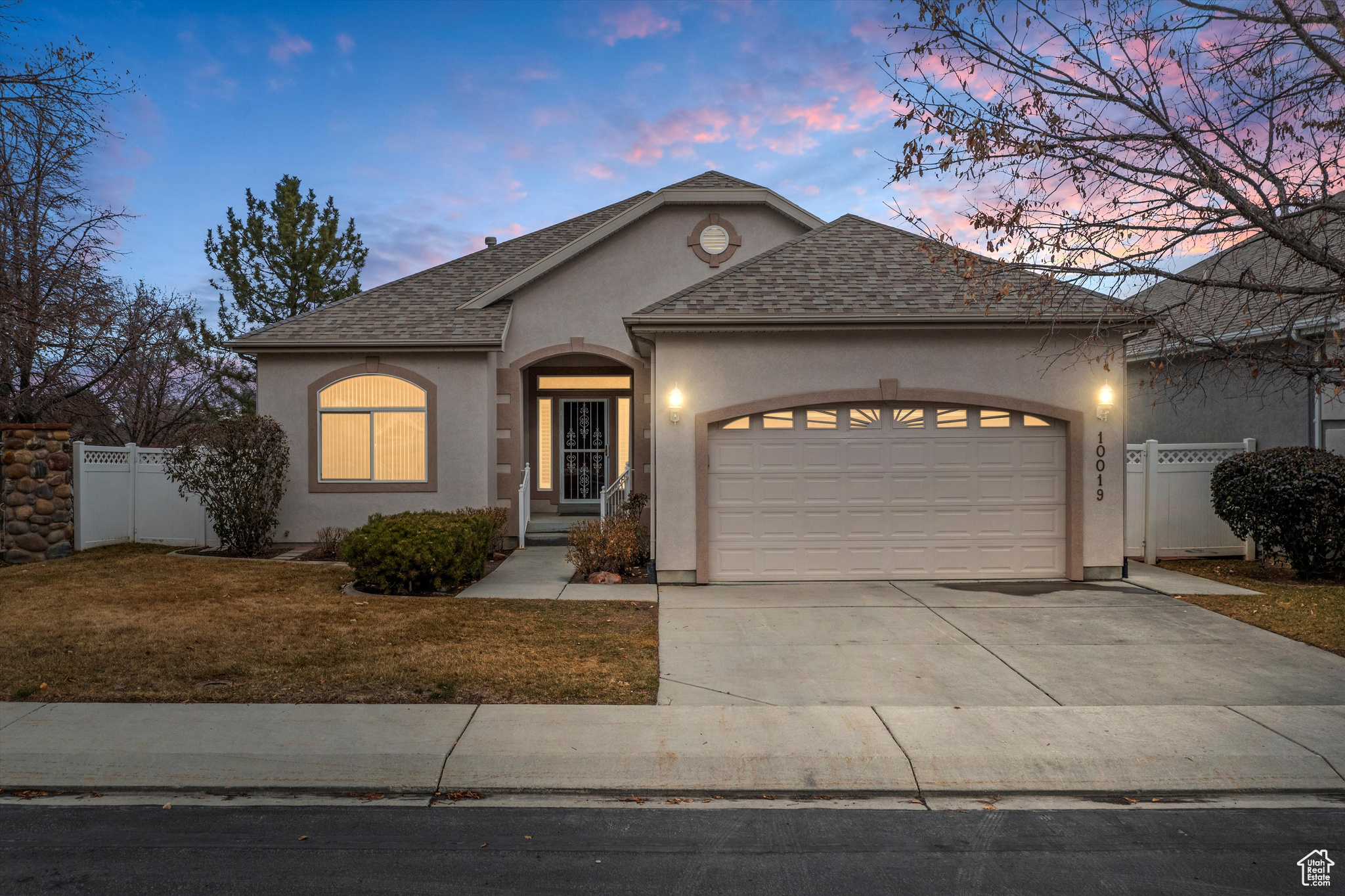 View of front of home with a garage