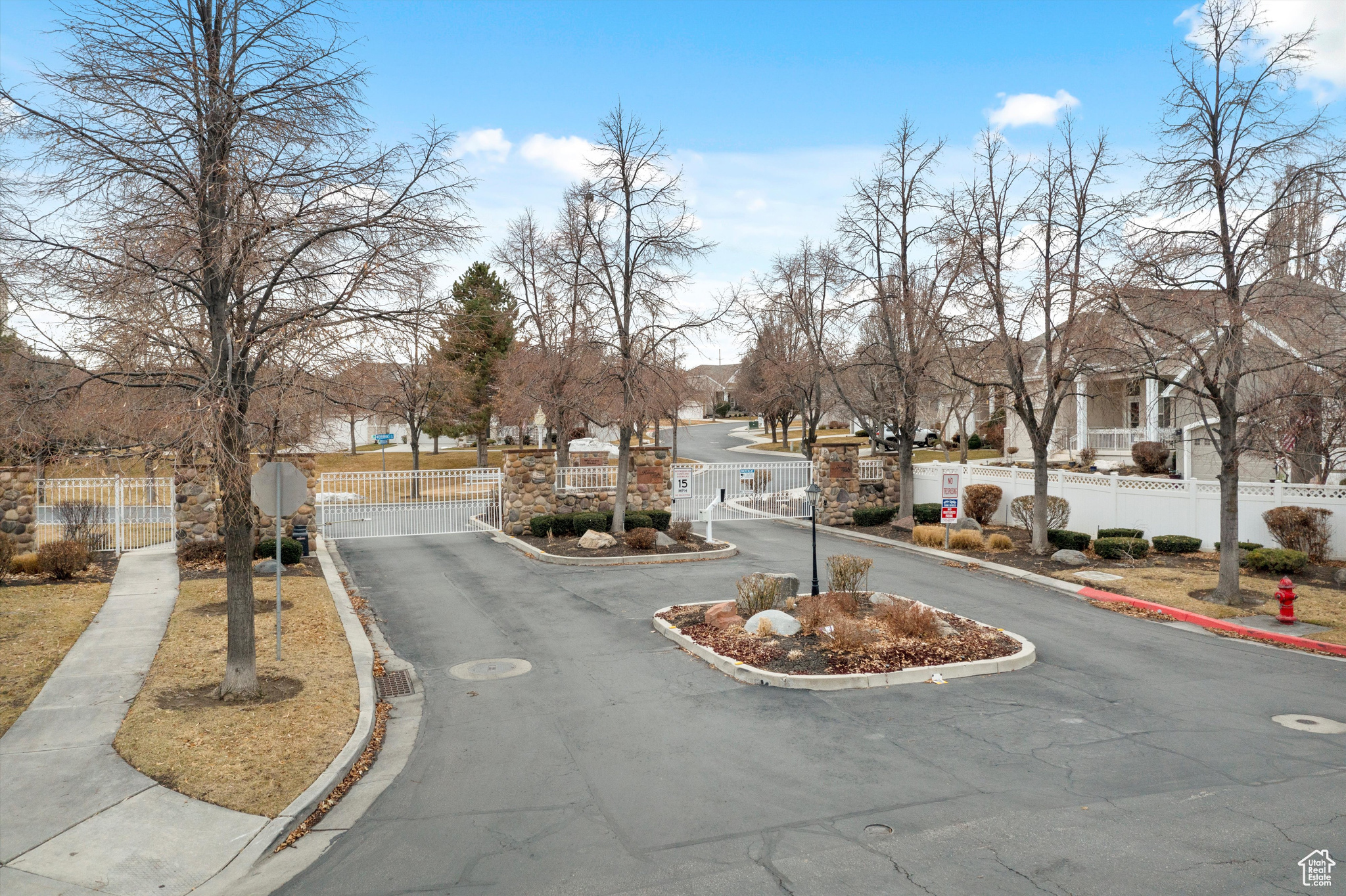 View of street and gated entrance