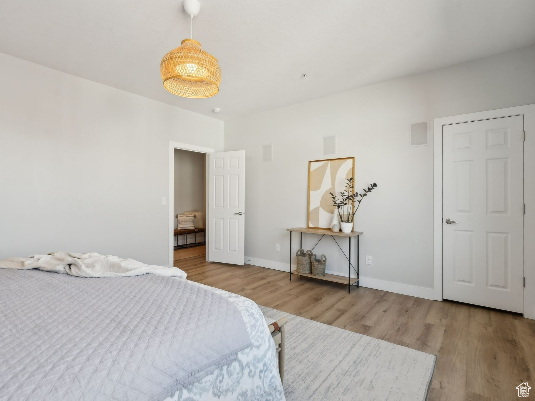 Bedroom with light wood-type flooring