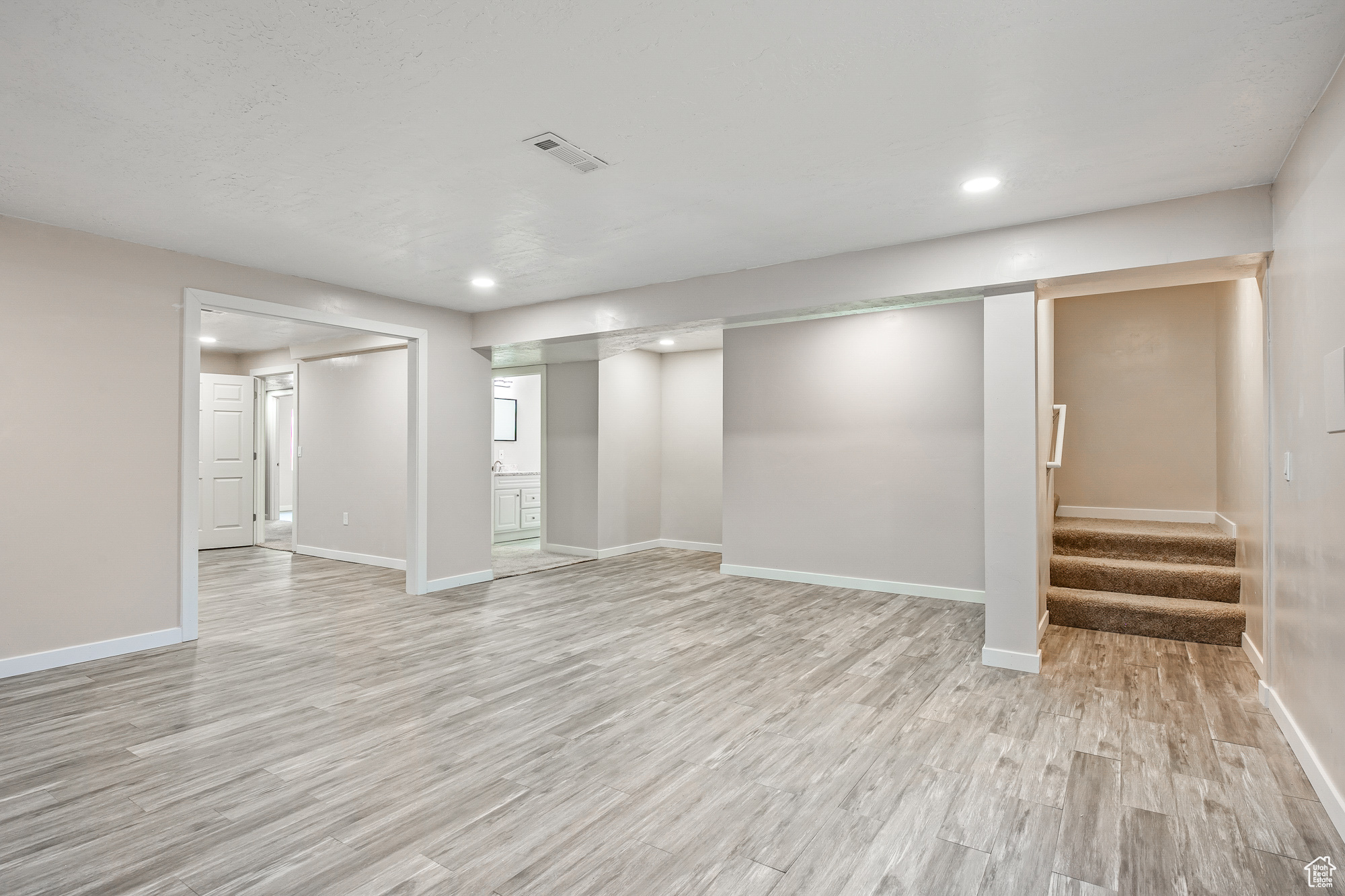 Interior space with light wood-type flooring