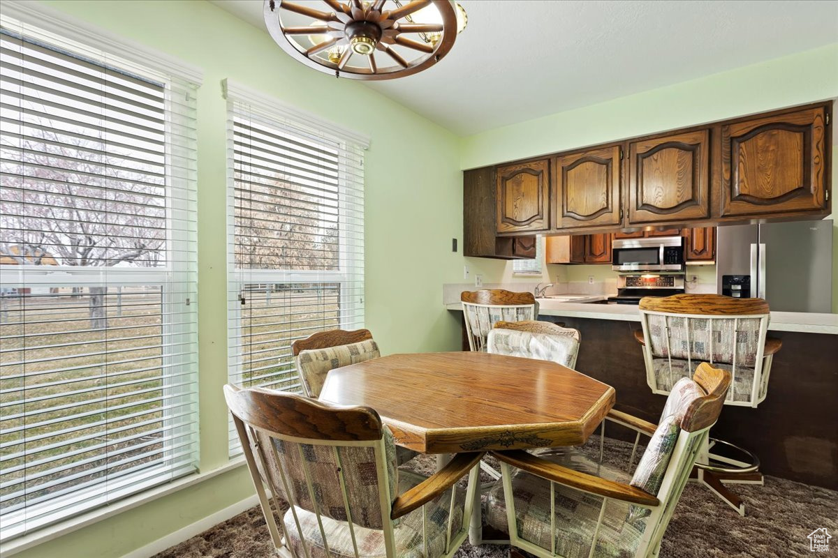 Dining space featuring baseboards