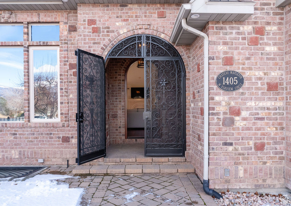 Custom-made wrought iron entry gate.