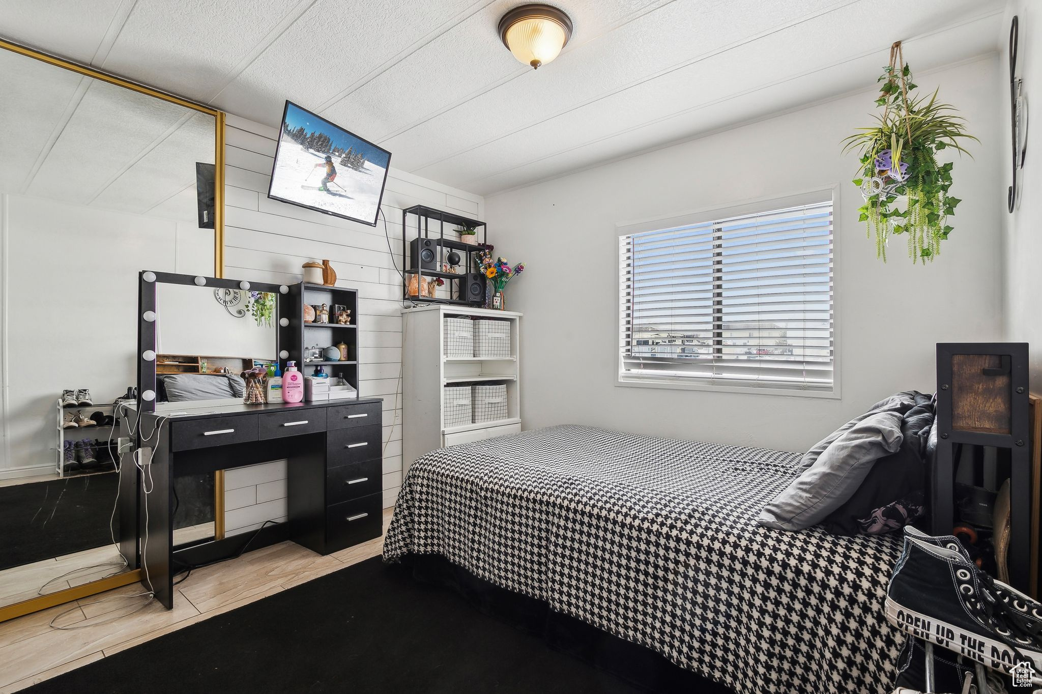 Bedroom with light wood-type flooring