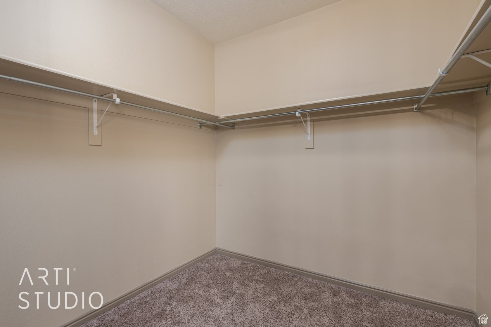 Walk in closet with carpet