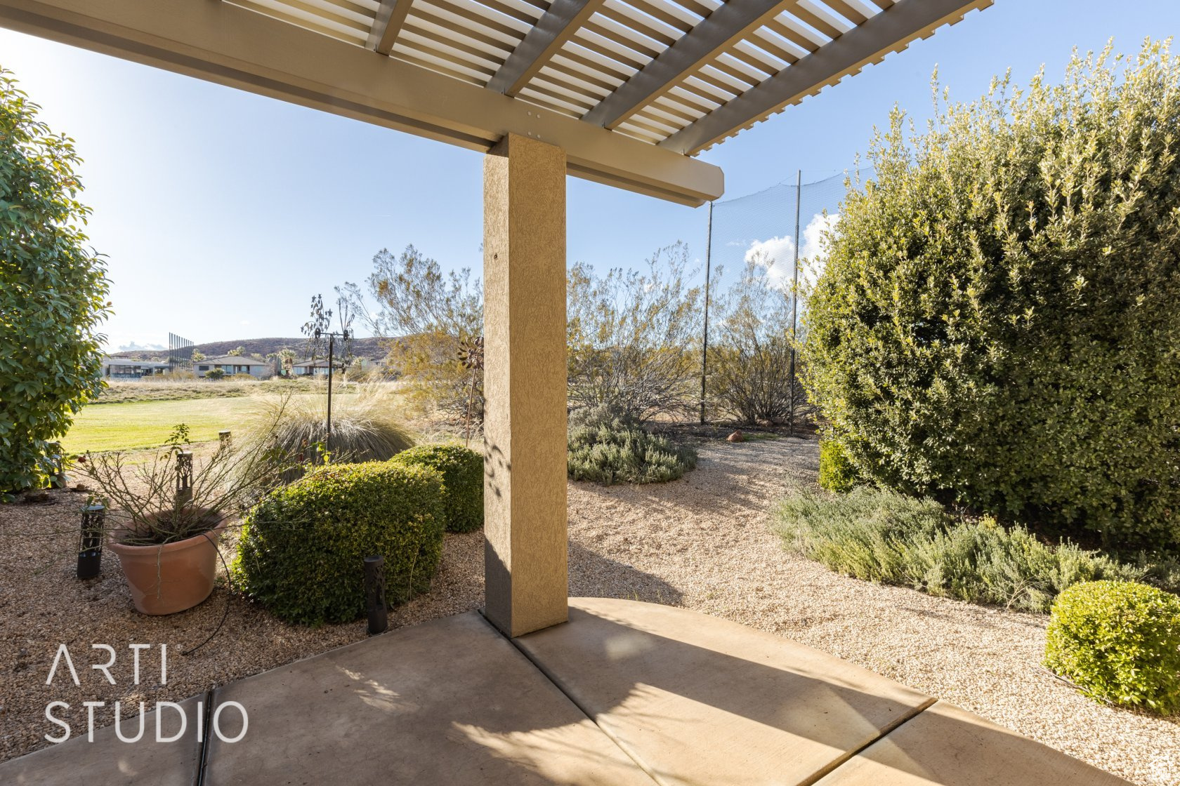 View of patio featuring a pergola