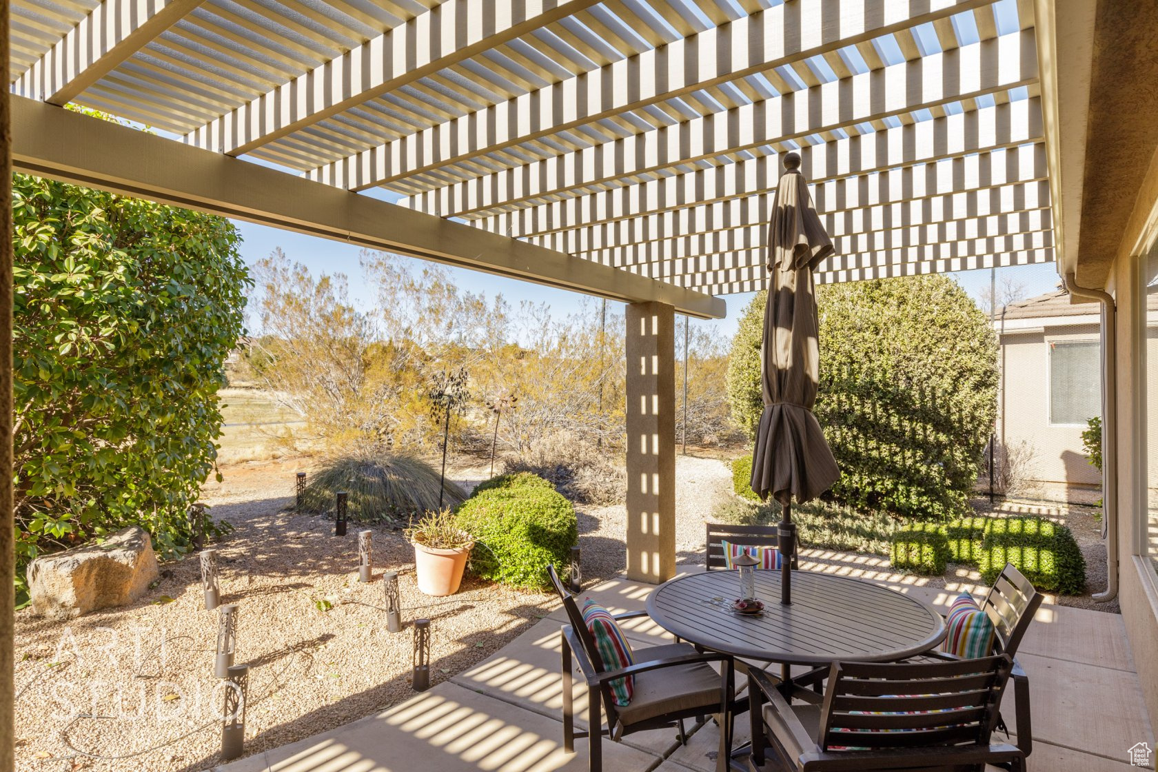 View of patio / terrace with a pergola