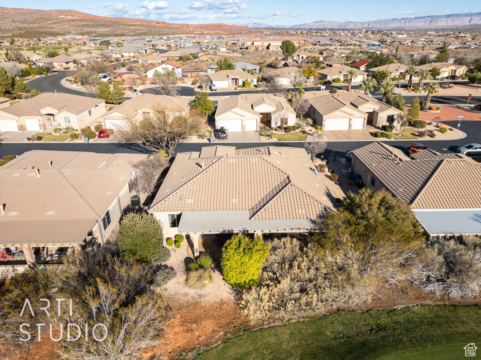 Bird's eye view featuring a mountain view