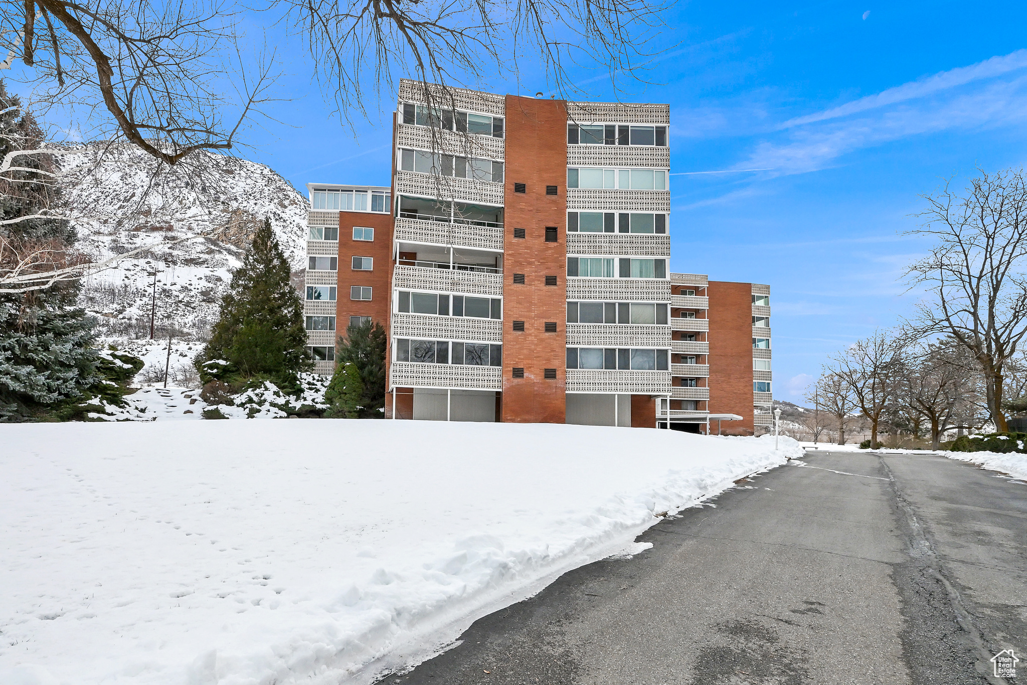 View of snow covered property