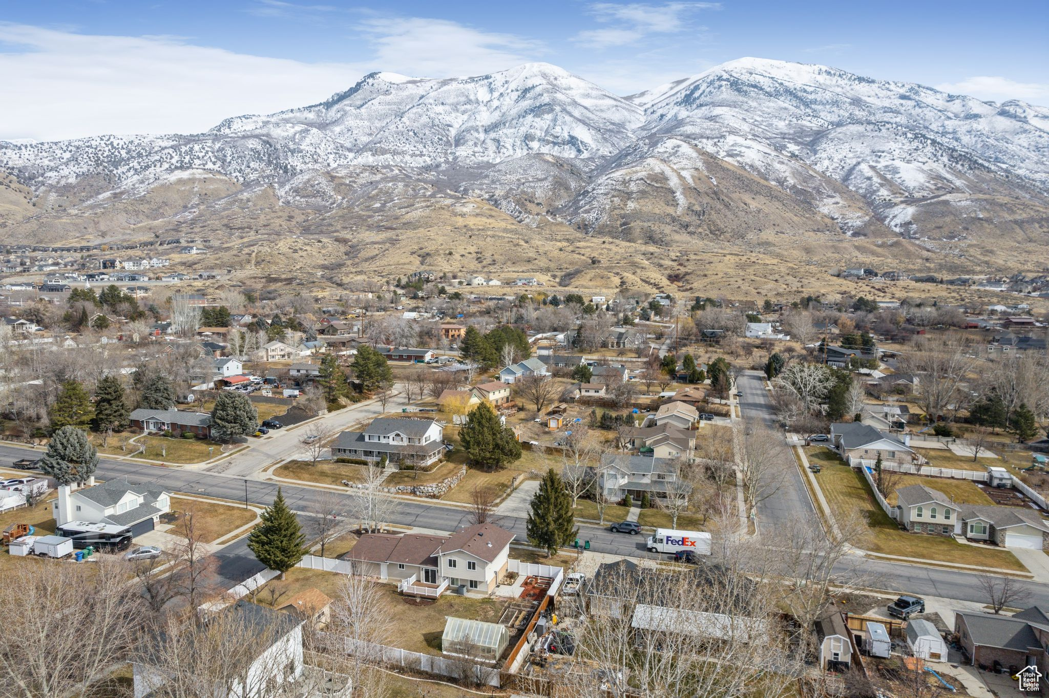 Property view of mountains featuring a residential view