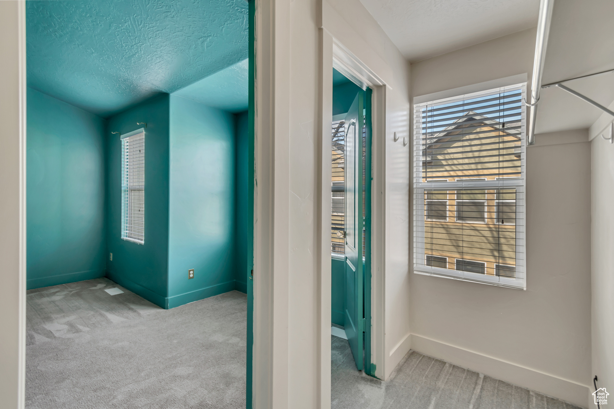 Interior space with light carpet