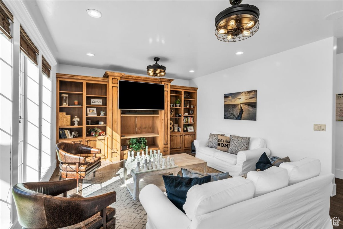 Living area featuring recessed lighting and wood finished floors