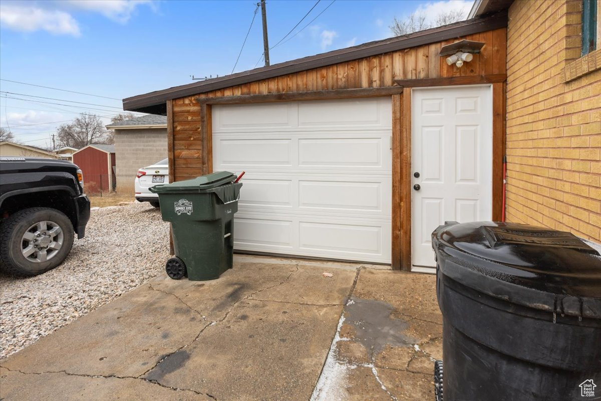 View of garage