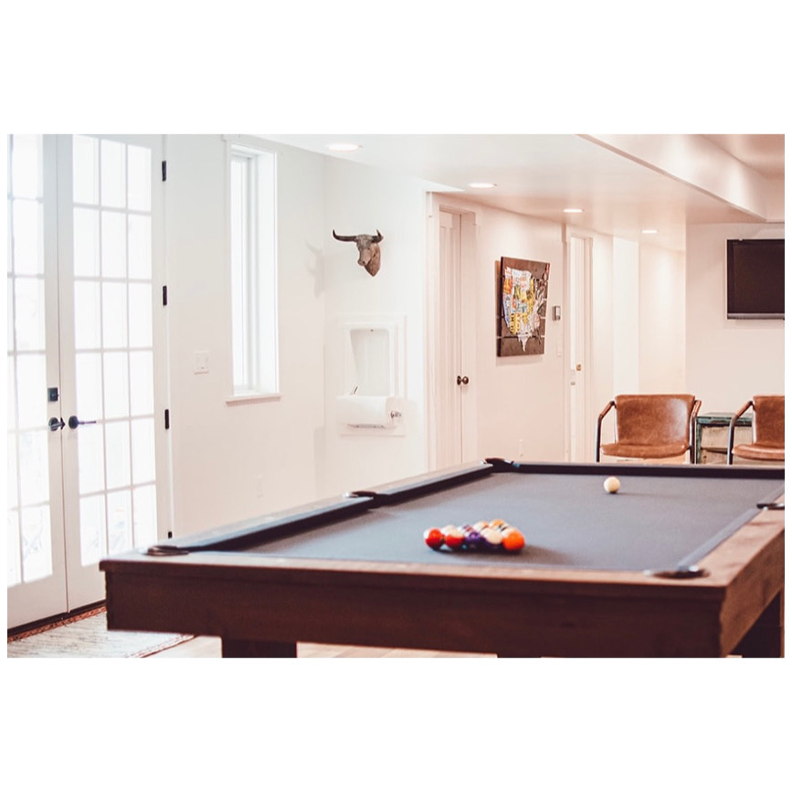 Game room featuring a wealth of natural light, recessed lighting, french doors, and pool table