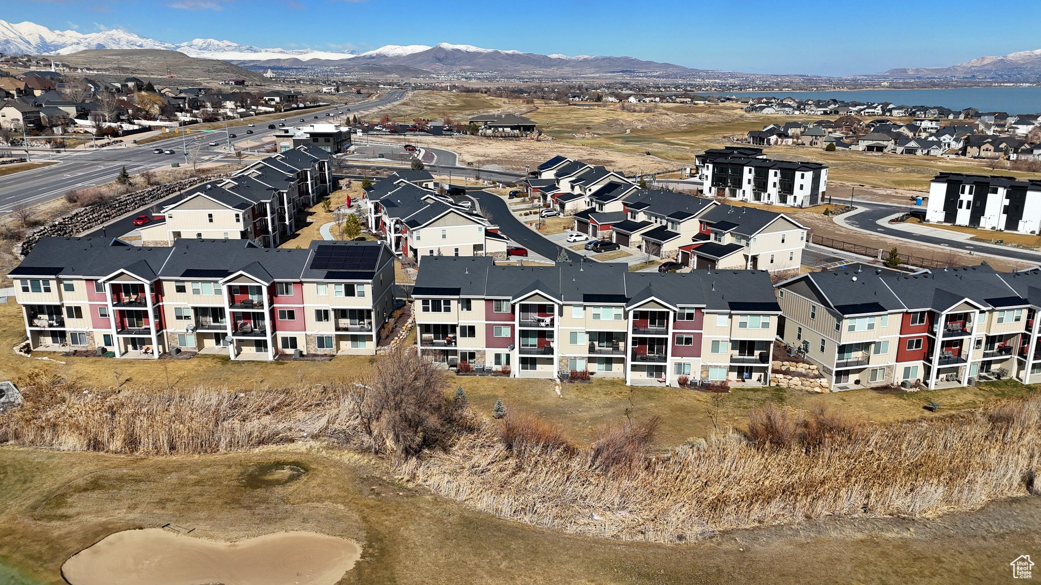 Birds eye view of property featuring a residential view and a mountain view