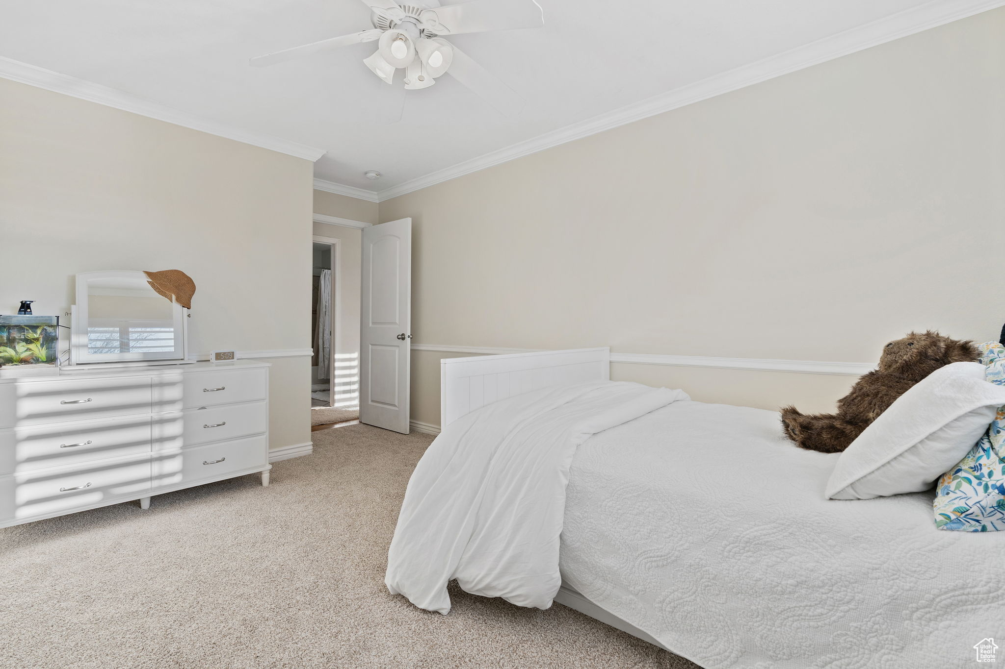 Large bedroom 2 on level 2. Walk in closet. Plantation shutters. New carpet. New paint.