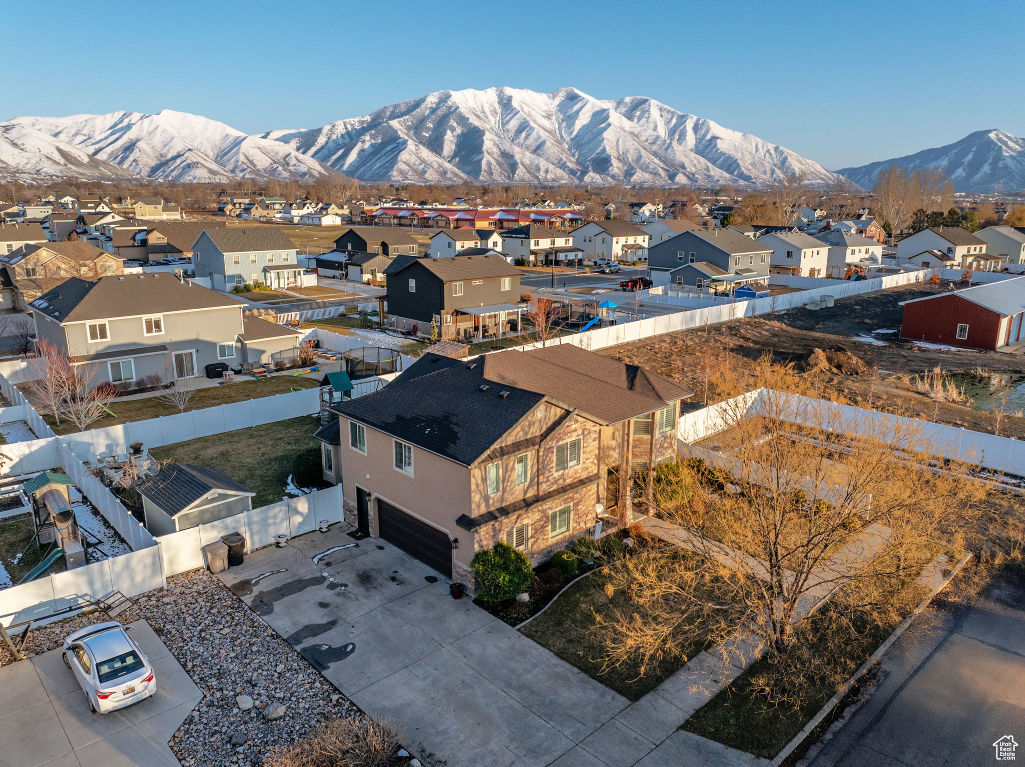 Aerial view featuring our majestic Utah mountains. View to the Southeast.
