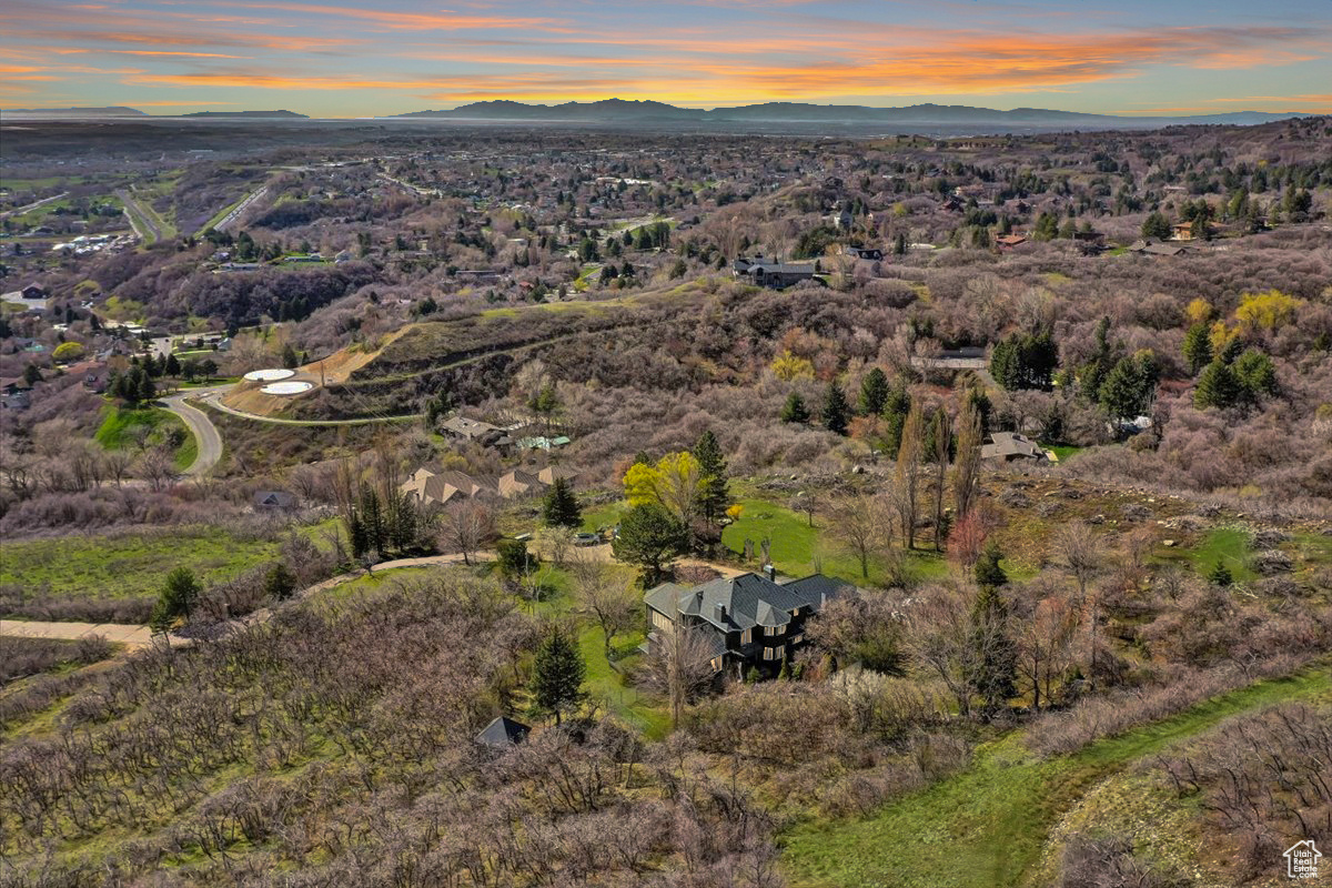Drone / aerial view with a mountain view