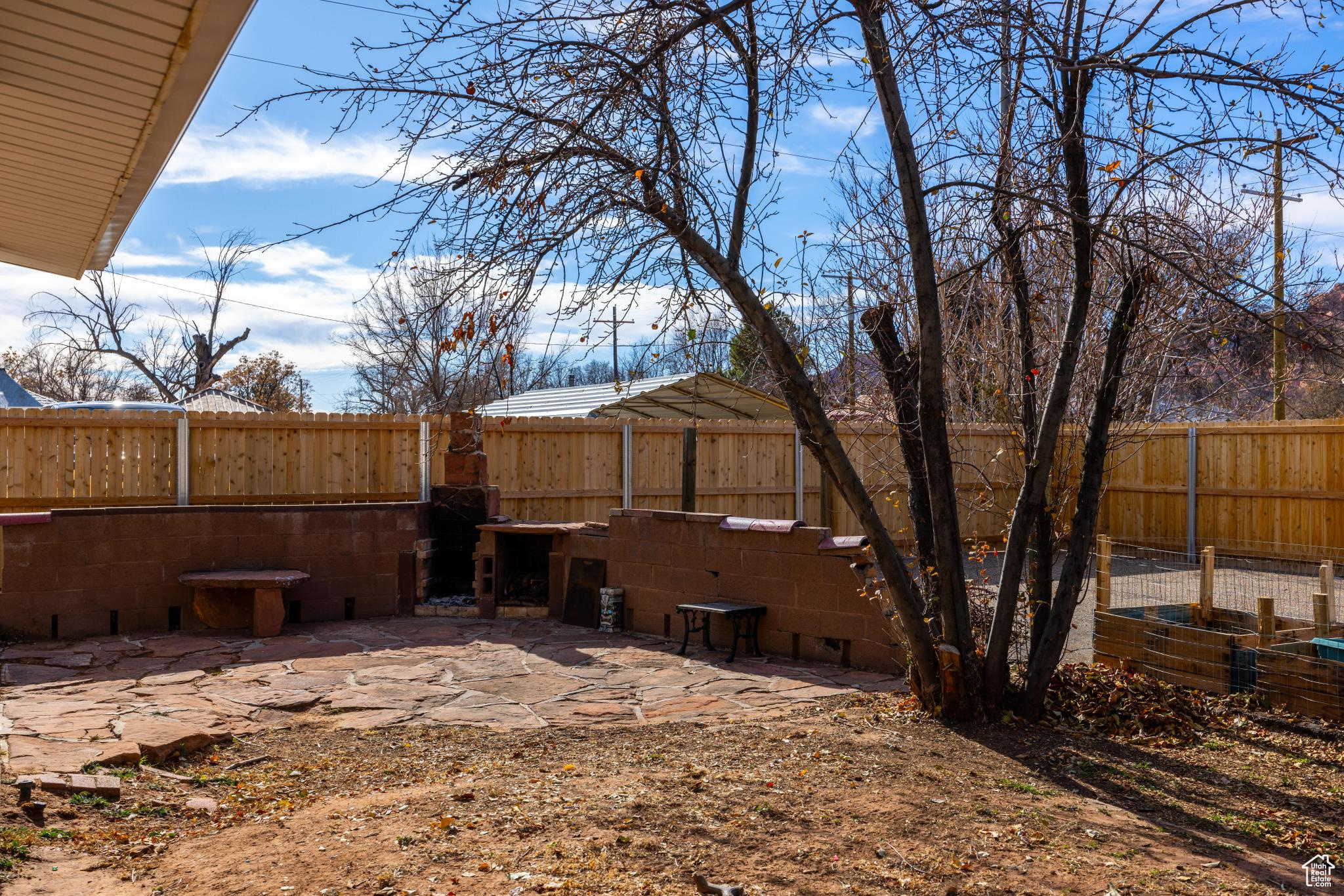 View of yard featuring a patio area and a fenced backyard