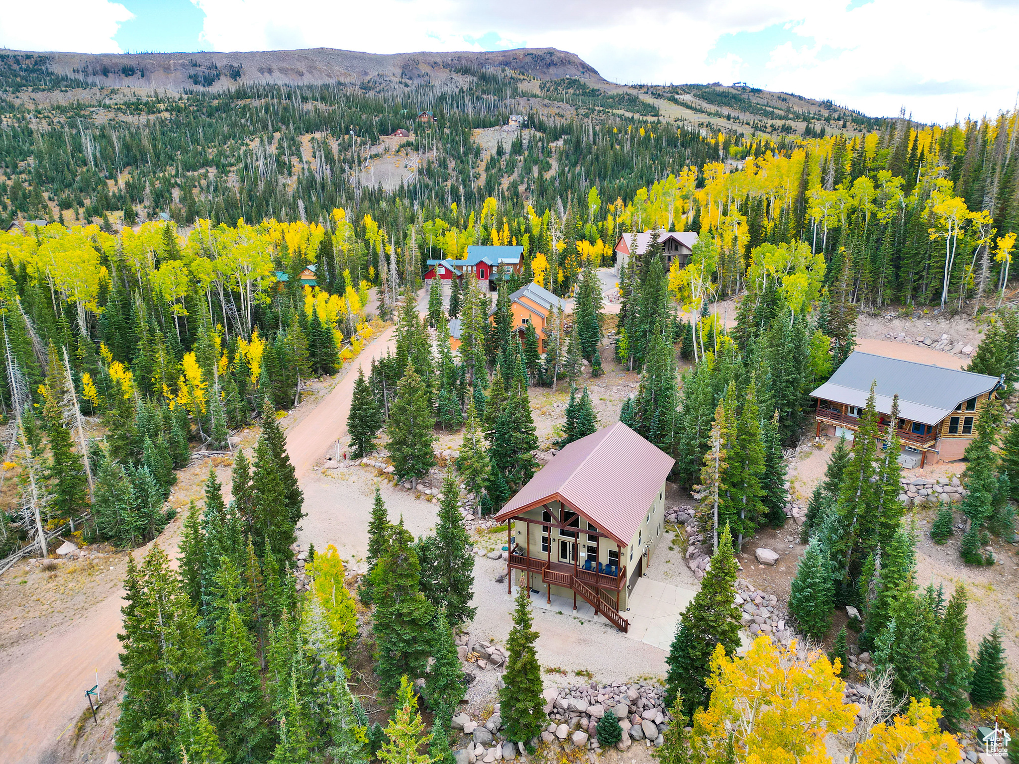 Bird's eye view with a mountain view and a wooded view