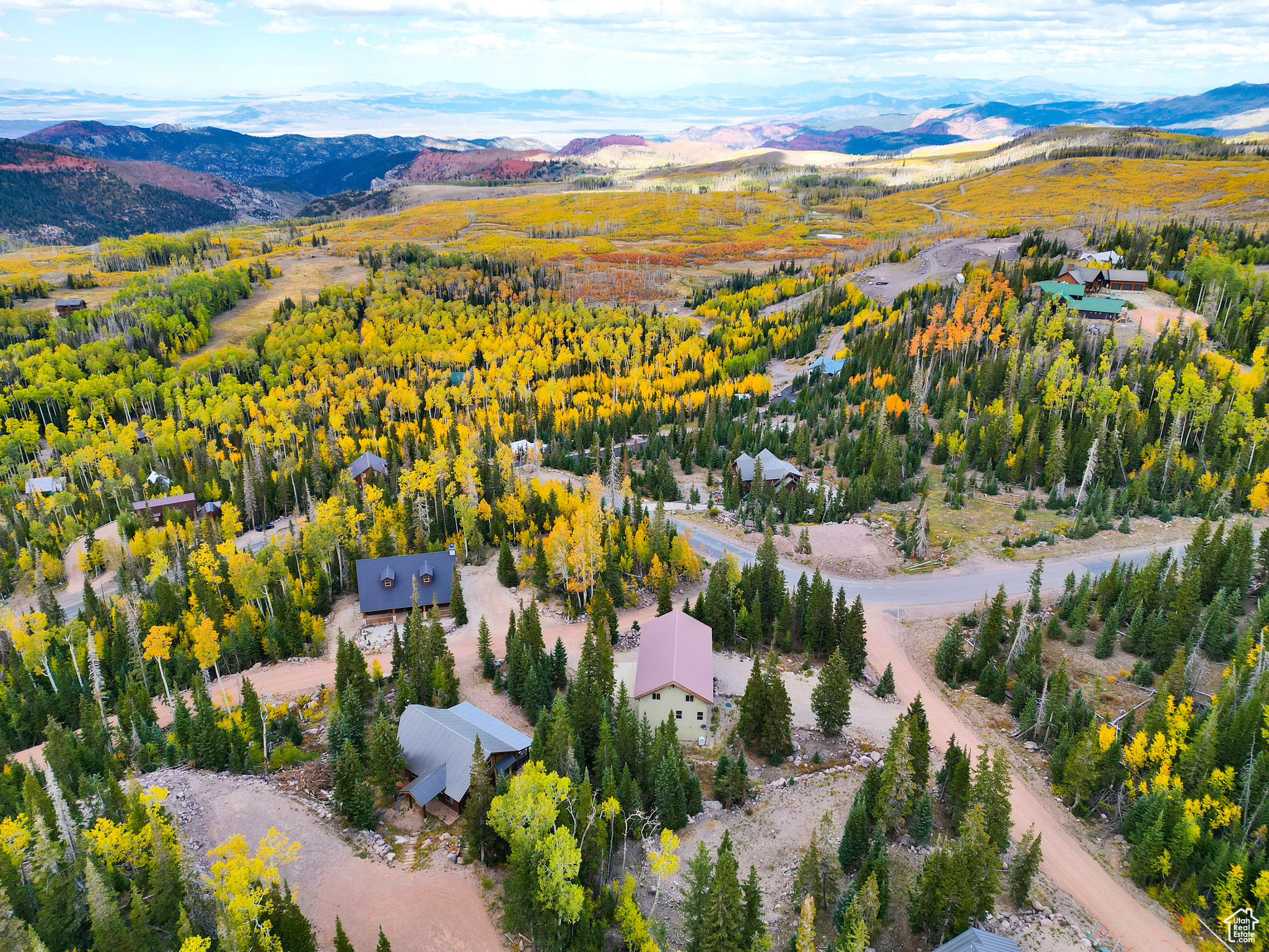 Drone / aerial view with a mountain view