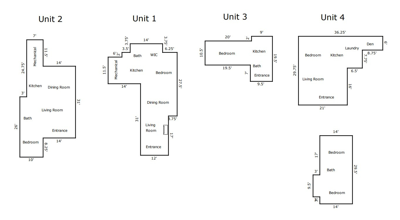 View of layout - Unit 4 is house in back (743)