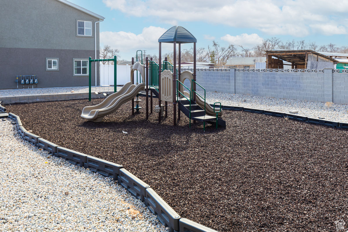 Community playground with fence