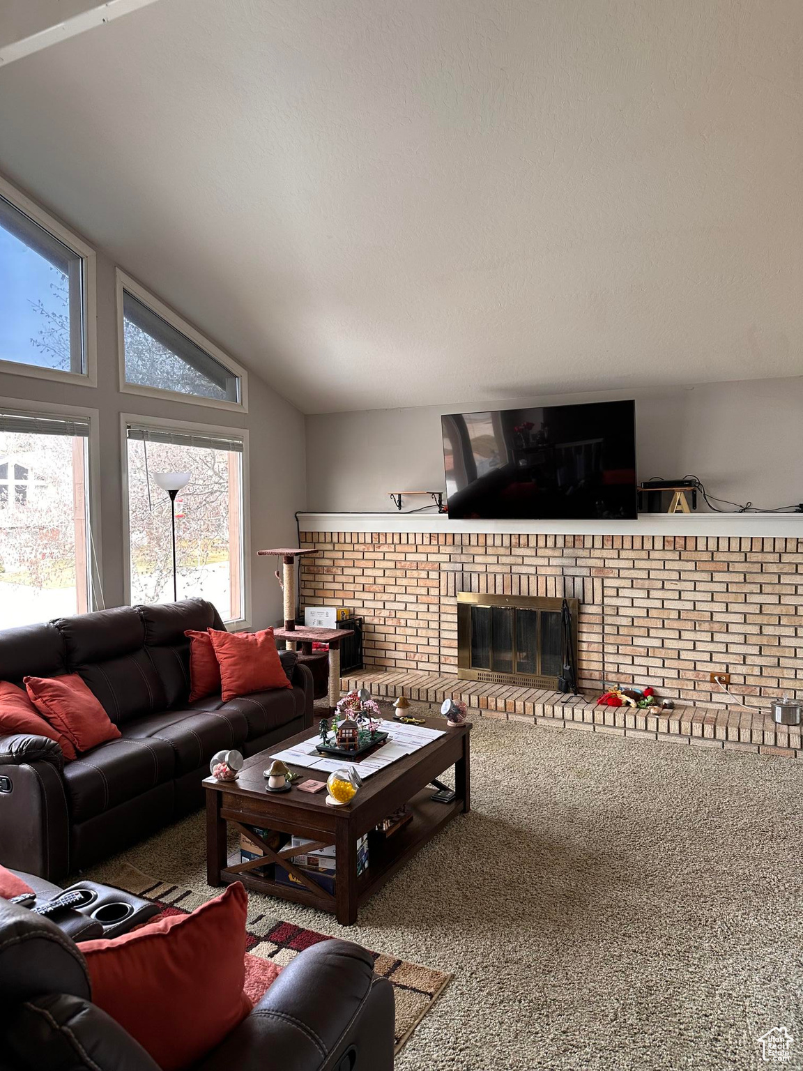 Spacious  Living Room with Cozy Fireplace