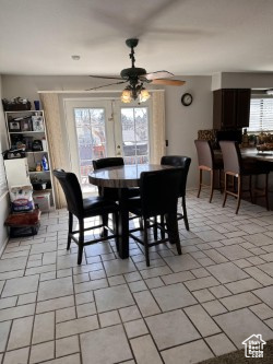 Tile Dining and Kitchen, French Doors to Large 2 level Deck