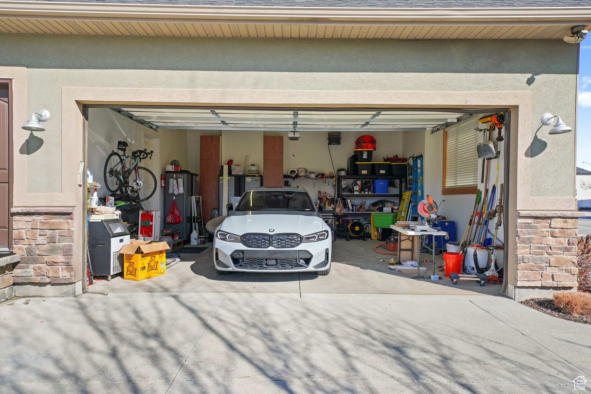 Garage with driveway