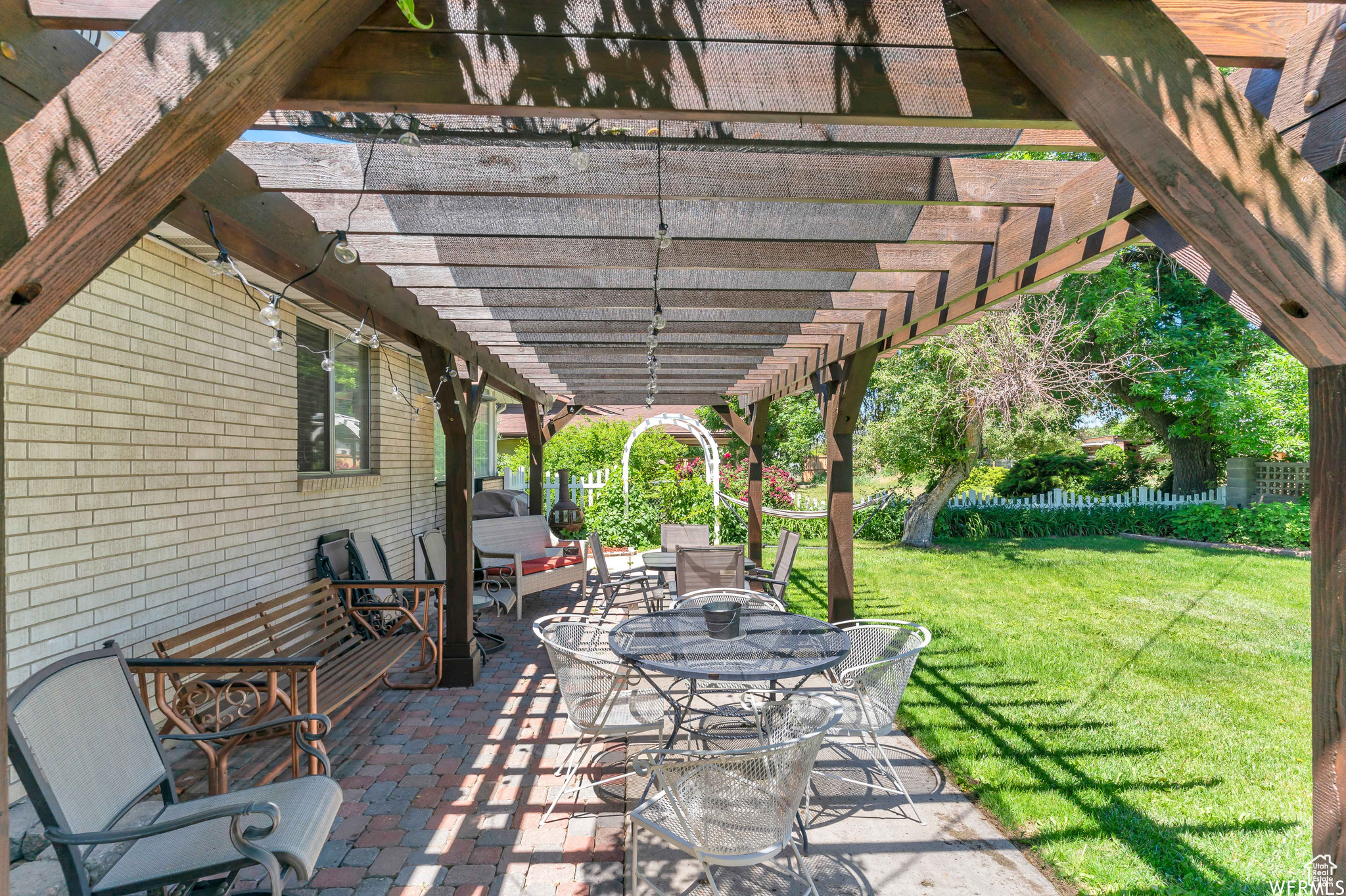 View of patio with a pergola