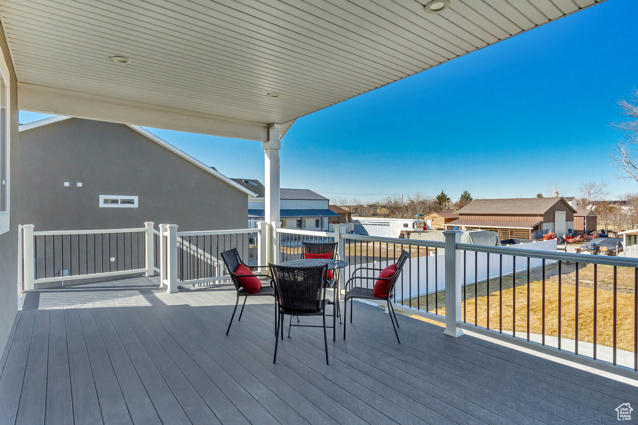 Cover deck with incredible valley views.