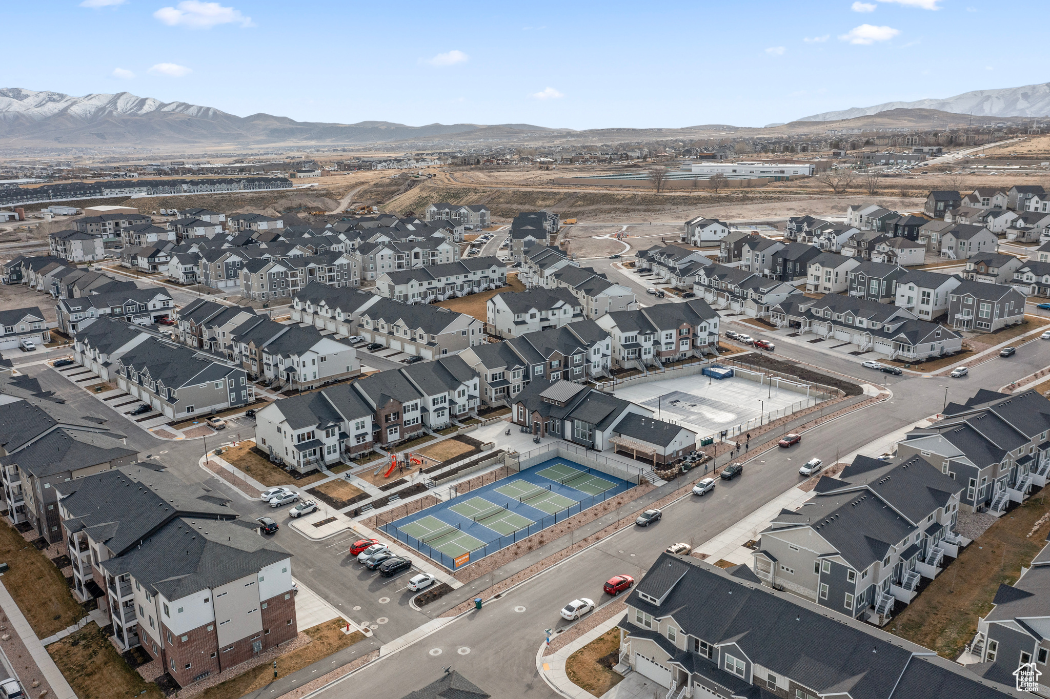 Aerial view with a mountain view and a residential view