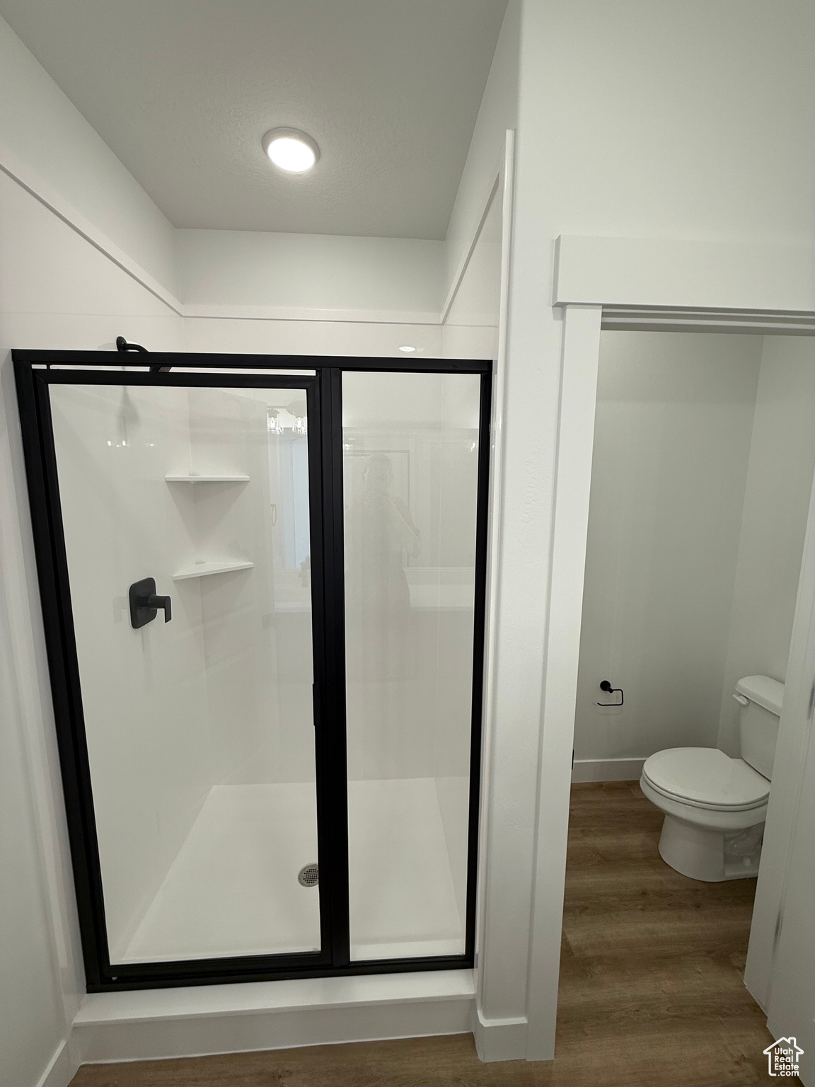 View of shower and toilet room