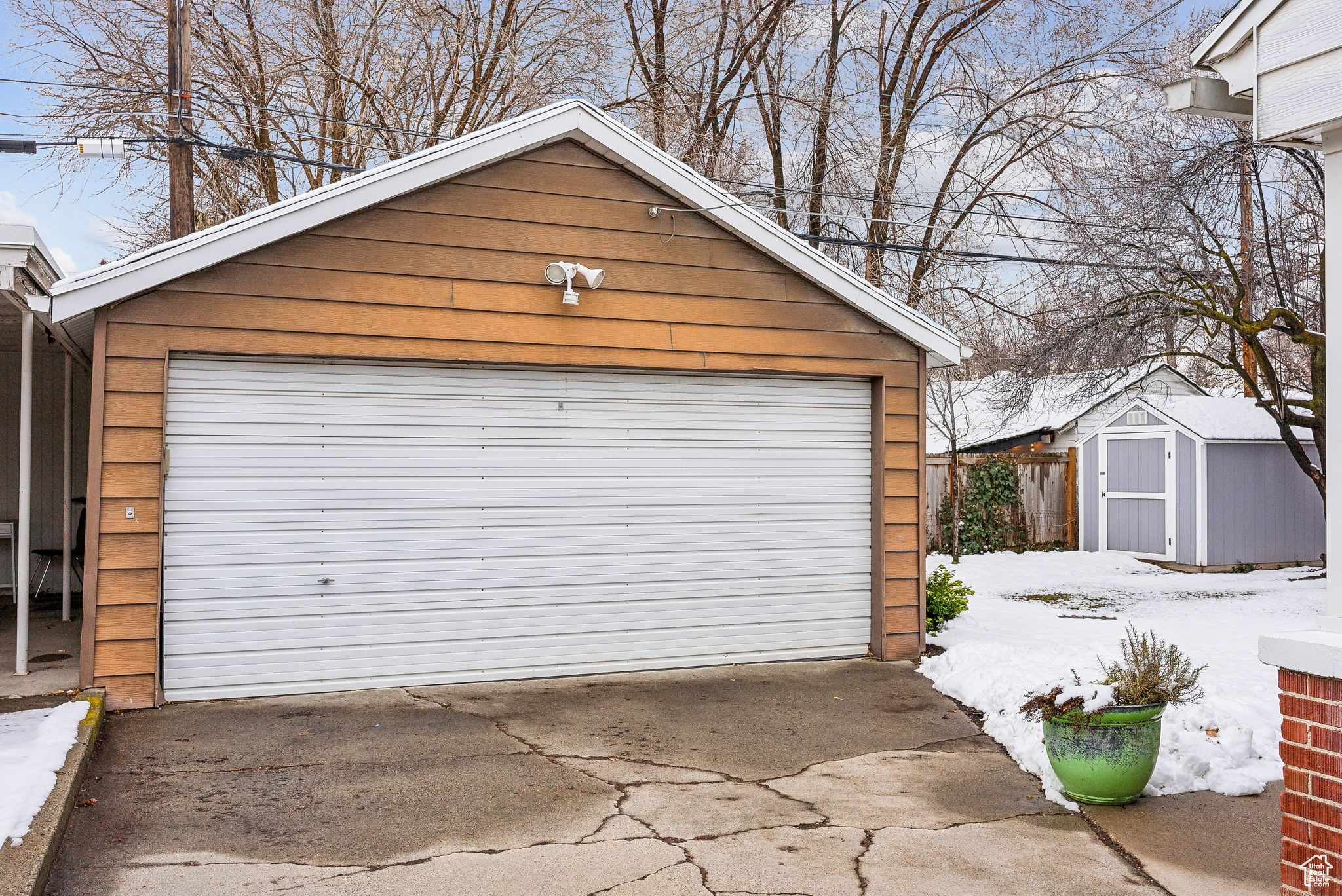 View of detached garage