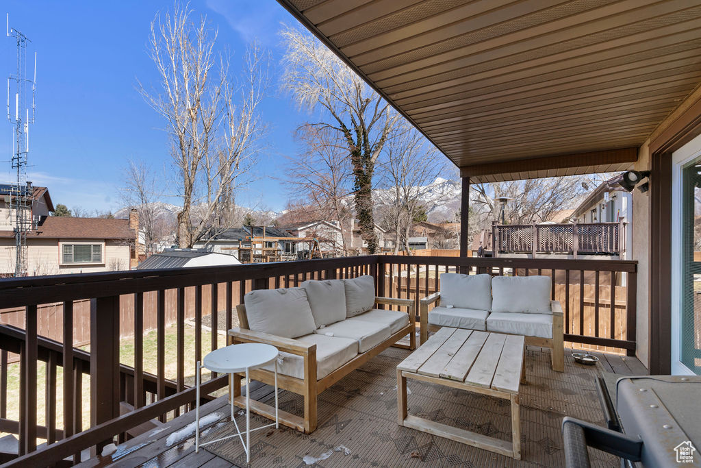 Deck with an outdoor hangout area