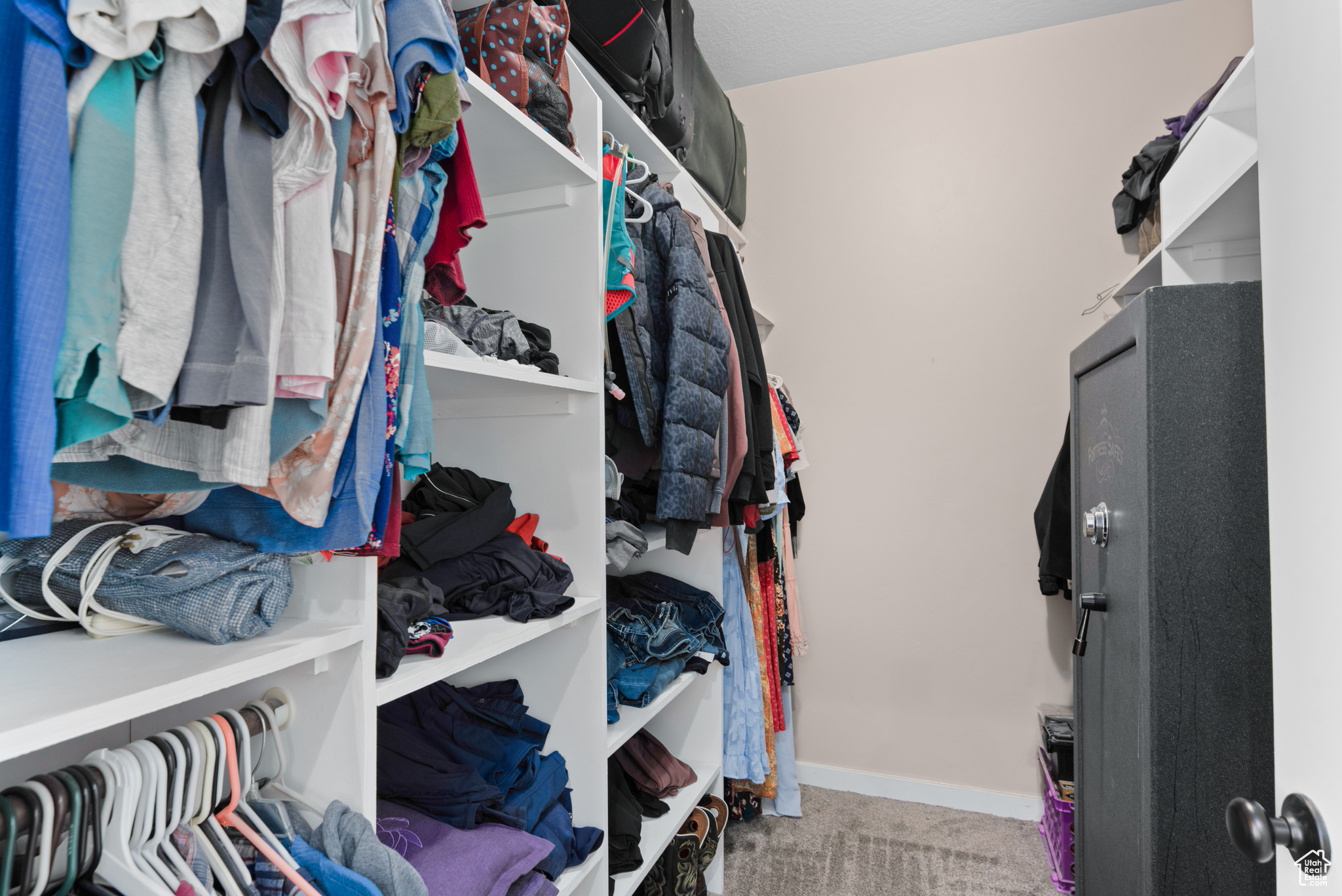 Spacious closet featuring carpet floors