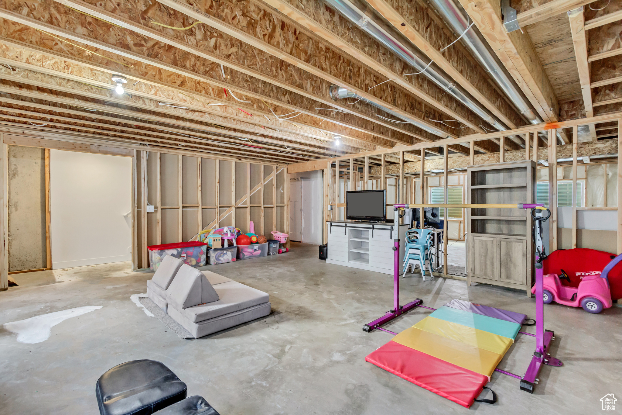 View of unfinished basement