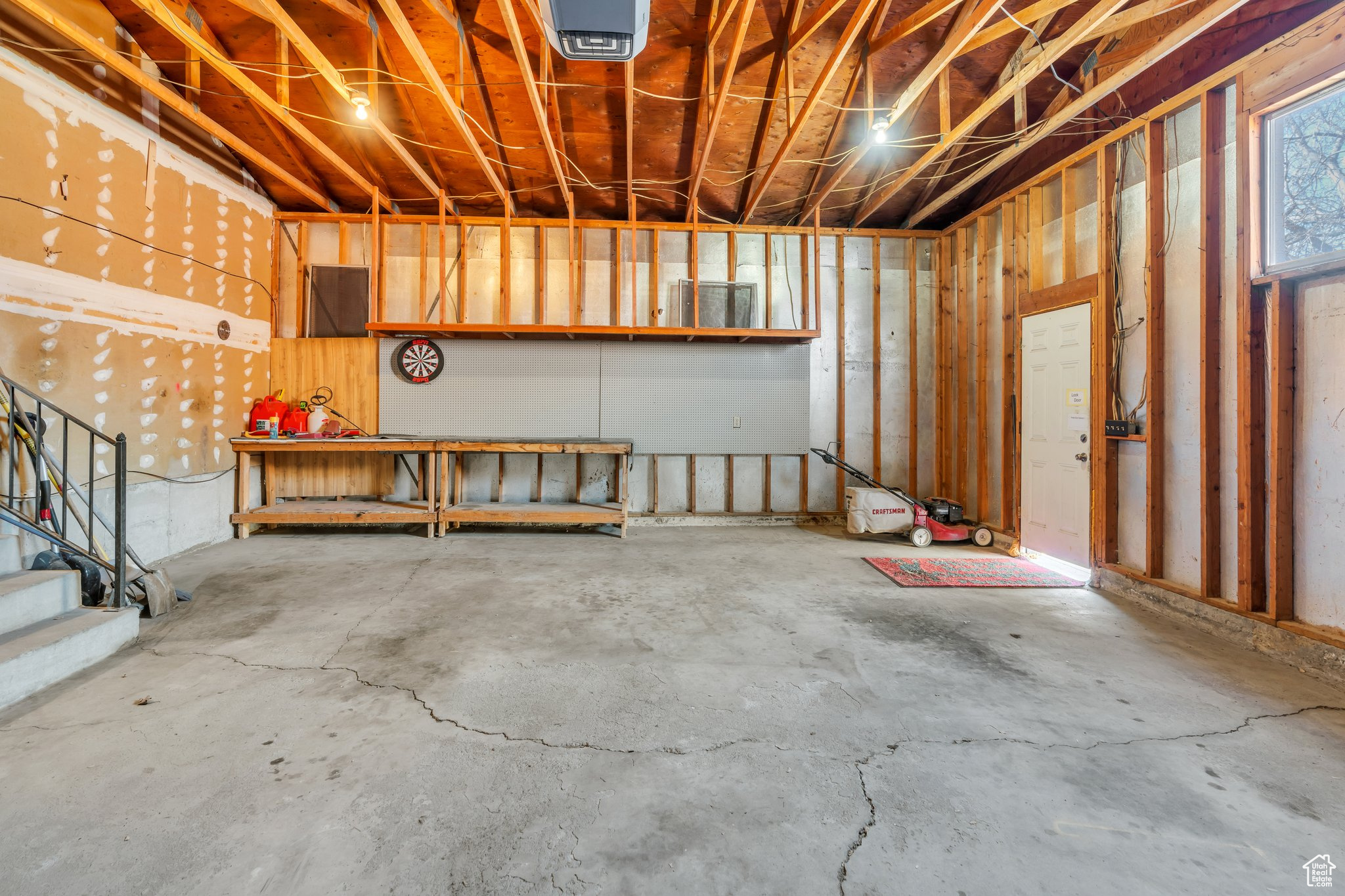 Basement featuring electric panel